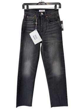 $265 NWT RE/DONE Charcoal Black Onyx Fade 70s Stove Pipe Jeans size 24/25"